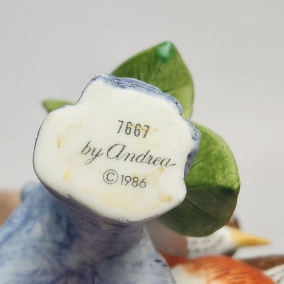 Vtg 1986 Andrea by Sadek Robins on Cherry Blossom Tree Branch Figurine - Read - Picture 8 of 11